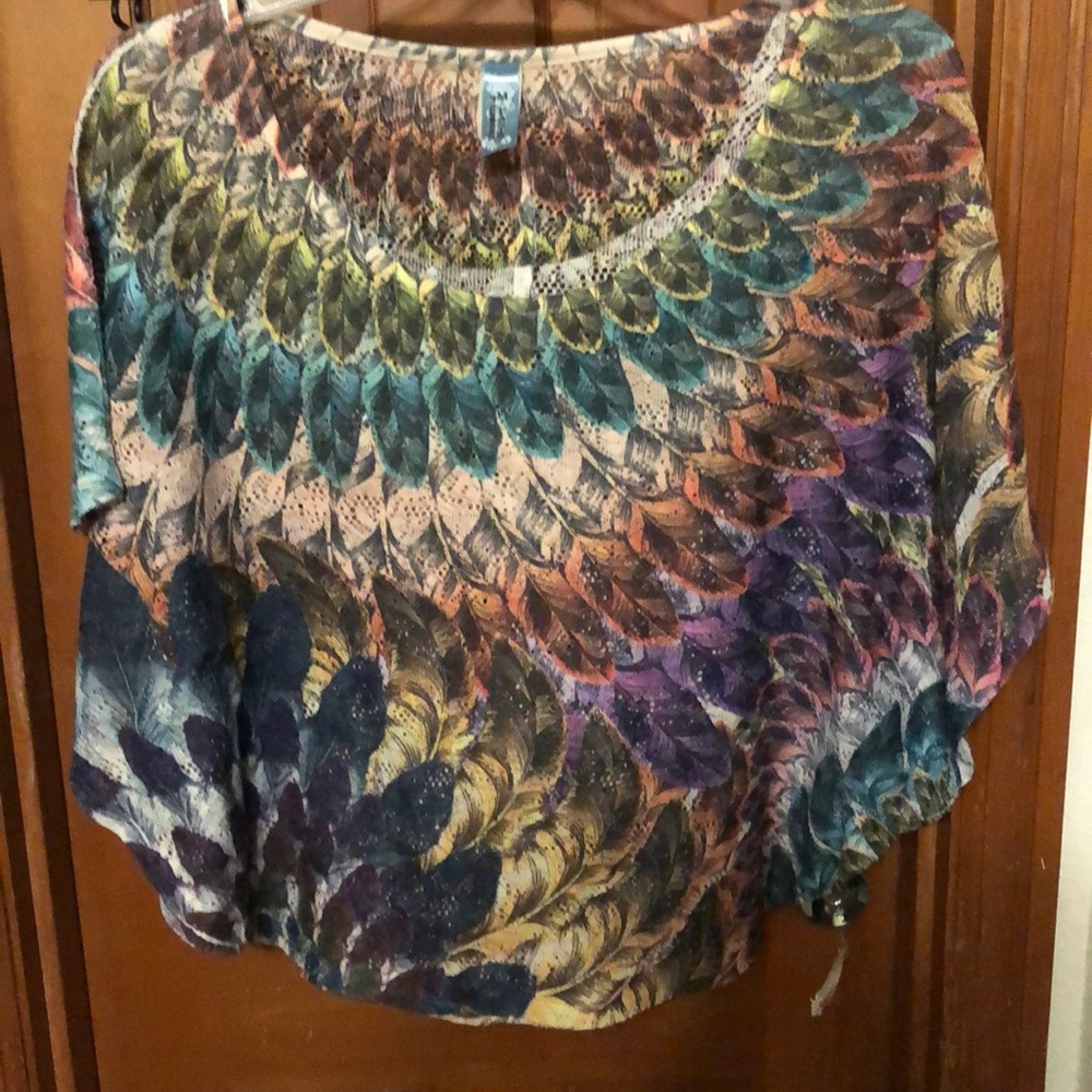 Rainbow feather poncho